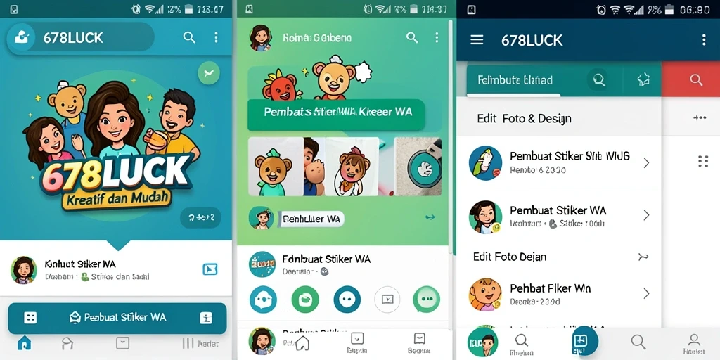 Antarmuka aplikasi 678LUCK untuk pembuatan stiker WA yang intuitif.