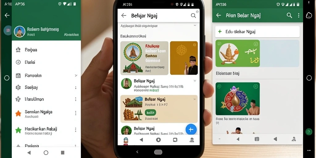 Tampilan antarmuka aplikasi API36 yang interaktif untuk belajar ngaji.