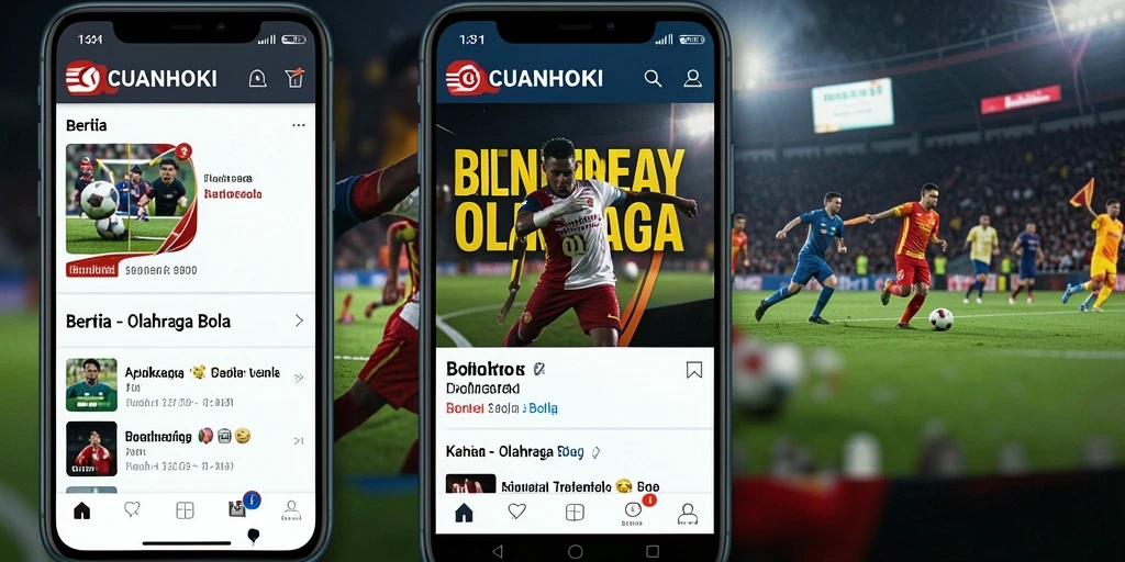 Antarmuka CUANHOKI menampilkan berita olahraga bola terkini.