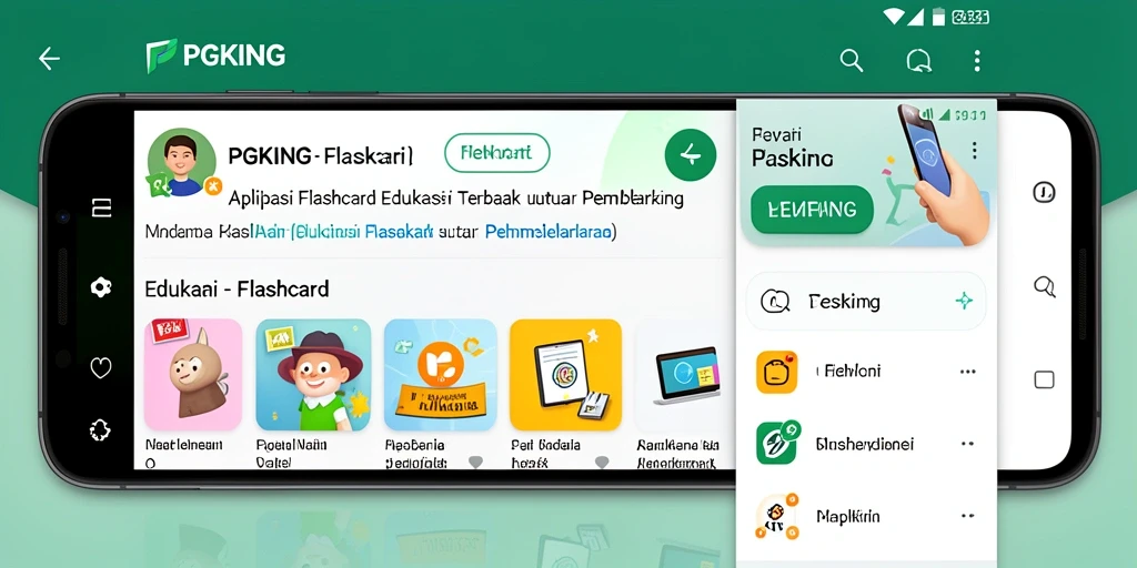 Antarmuka colorful dan interaktif dari aplikasi PGKING flashcard.