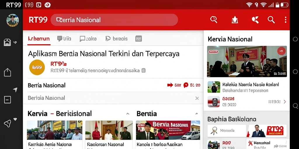Antarmuka RT99 menampilkan berita nasional terkini dengan jelas.
